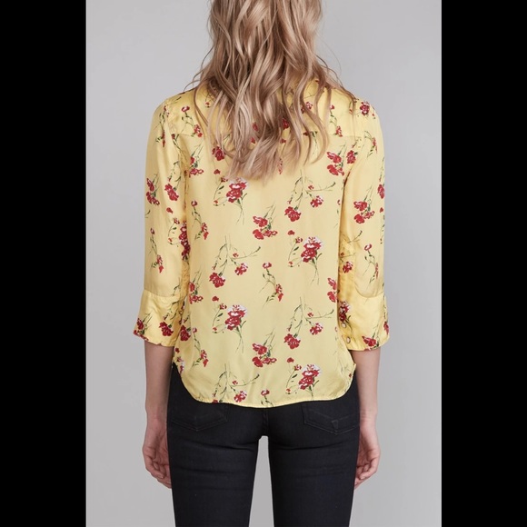 R13 Exaggerated Collar Cowboy Shirt -Yellow Floral - Picture 3 of 9